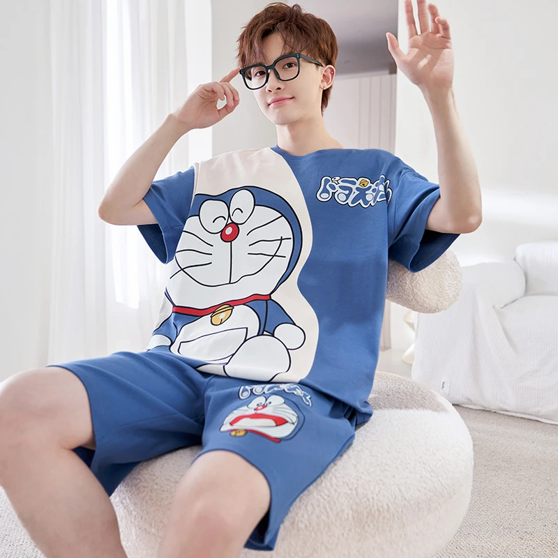 Summer Women Men Pajama Sets Cotton Sleepwear Short-Sleeve Anime Doraemon Casual Pijamas Leisure Wear Korean Loose Loungewear
Summer Women Men Pajama Sets Cotton Sleepwear Short-Sleeve Anime Doraemon Casual Pijamas Leisure Wear Korean Loose Loungewear