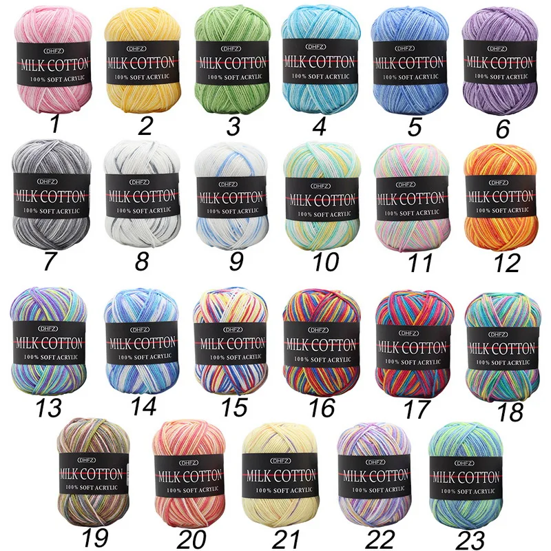23 Color 50g DIY Knitting Crochet Milk Soft Baby Cotton Wool Yarn Milk Cotton Crochet Yarn For Cardigan Scarf Hat Sweater Doll
23 Color 50g DIY Knitting Crochet Milk Soft Baby Cotton Wool Yarn Milk Cotton Crochet Yarn For Cardigan Scarf Hat Sweater Doll