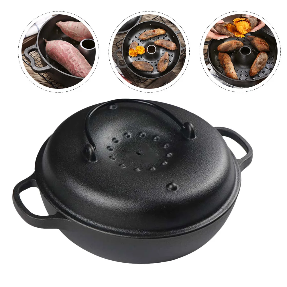 

Pan Potato Roaster Grid Pot Iron Corn Chicken Cast Roasting Baking Roasted Covered Grill Oven Oval Bbq Grilled Tray Steel