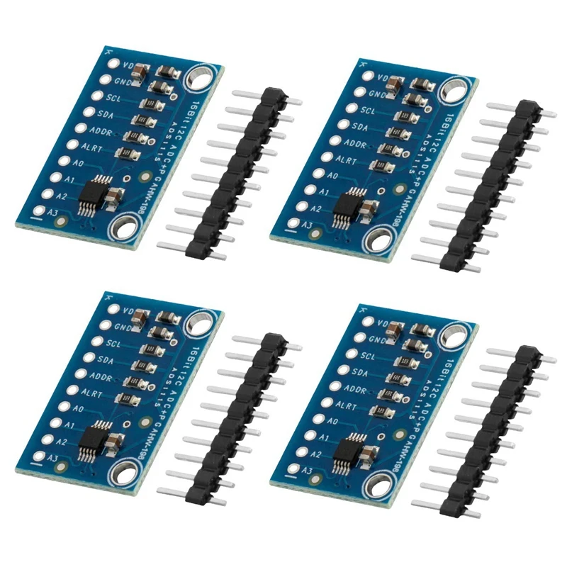 4Pcs ADS1115 4 Channel Small 16Bit High Precision Analog To Digital Converter, ADC Development Board Module 
4Pcs ADS1115 4 Channel Small 16Bit High Precision Analog To Digital Converter, ADC Development Board Module