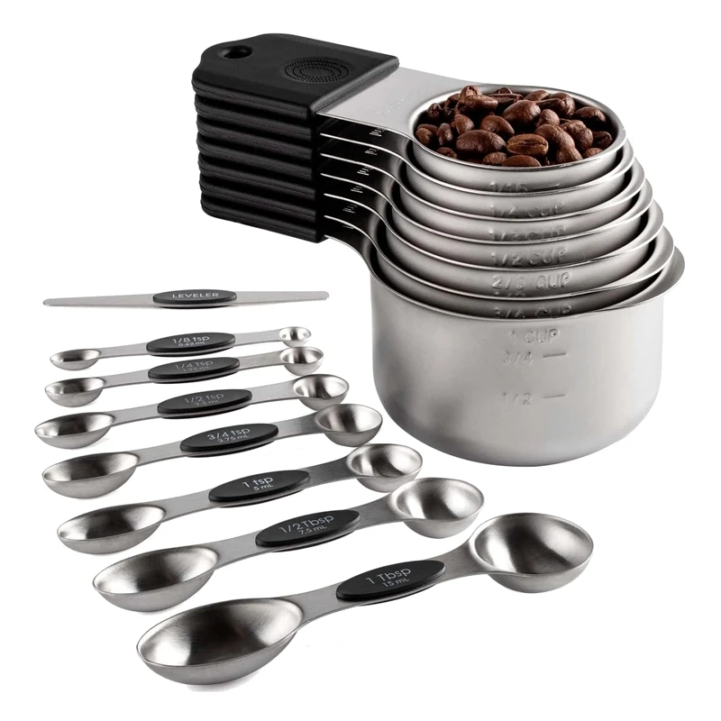 Magnetic Measuring Cups And Spoons Set Including 7 Measuring Cup 7 Measuring Spoons With 1 Leveler For Dry And Liquid
Magnetic Measuring Cups And Spoons Set Including 7 Measuring Cup 7 Measuring Spoons With 1 Leveler For Dry And Liquid