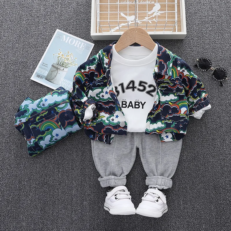 New Autumn Children Clothes Baby Boys Jacket Suit T-Shirt Pants 3Pcs/sets Spring Kids Infant Clothing Toddler Boy Casual Suit
New Autumn Children Clothes Baby Boys Jacket Suit T-Shirt Pants 3Pcs/sets Spring Kids Infant Clothing Toddler Boy Casual Suit