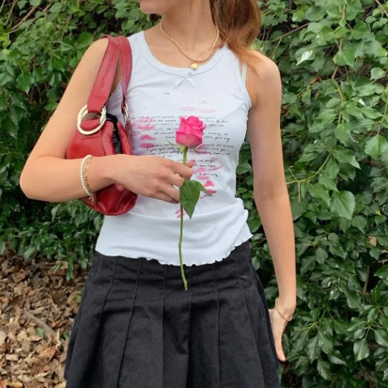 O Neck Casual Basic Cute Top Y2K Aesthetic Letter Printed Vintage Chic Bow White Tank Top Rave Alternative Fairycore
O Neck Casual Basic Cute Top Y2K Aesthetic Letter Printed Vintage Chic Bow White Tank Top Rave Alternative Fairycore