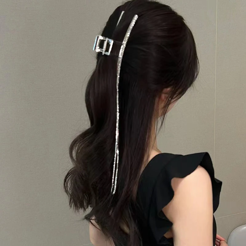 

Блестящая шпилька для волос с длинной цепочкой, металлическая шпилька для волос для женщин, заколка для волос с кристаллами, аксессуары для волос для девочек, головной убор