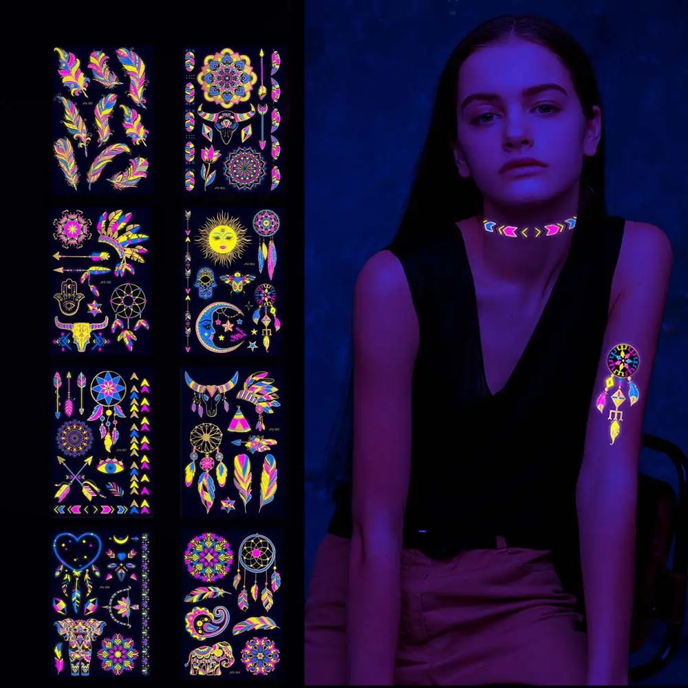 Luminous Temporary Tattoos Mandala Henna Tattoo Stickers for Hands Lotus Jewelry Fake Tattoo for Women Hena Design Stickers
Luminous Temporary Tattoos Mandala Henna Tattoo Stickers for Hands Lotus Jewelry Fake Tattoo for Women Hena Design Stickers