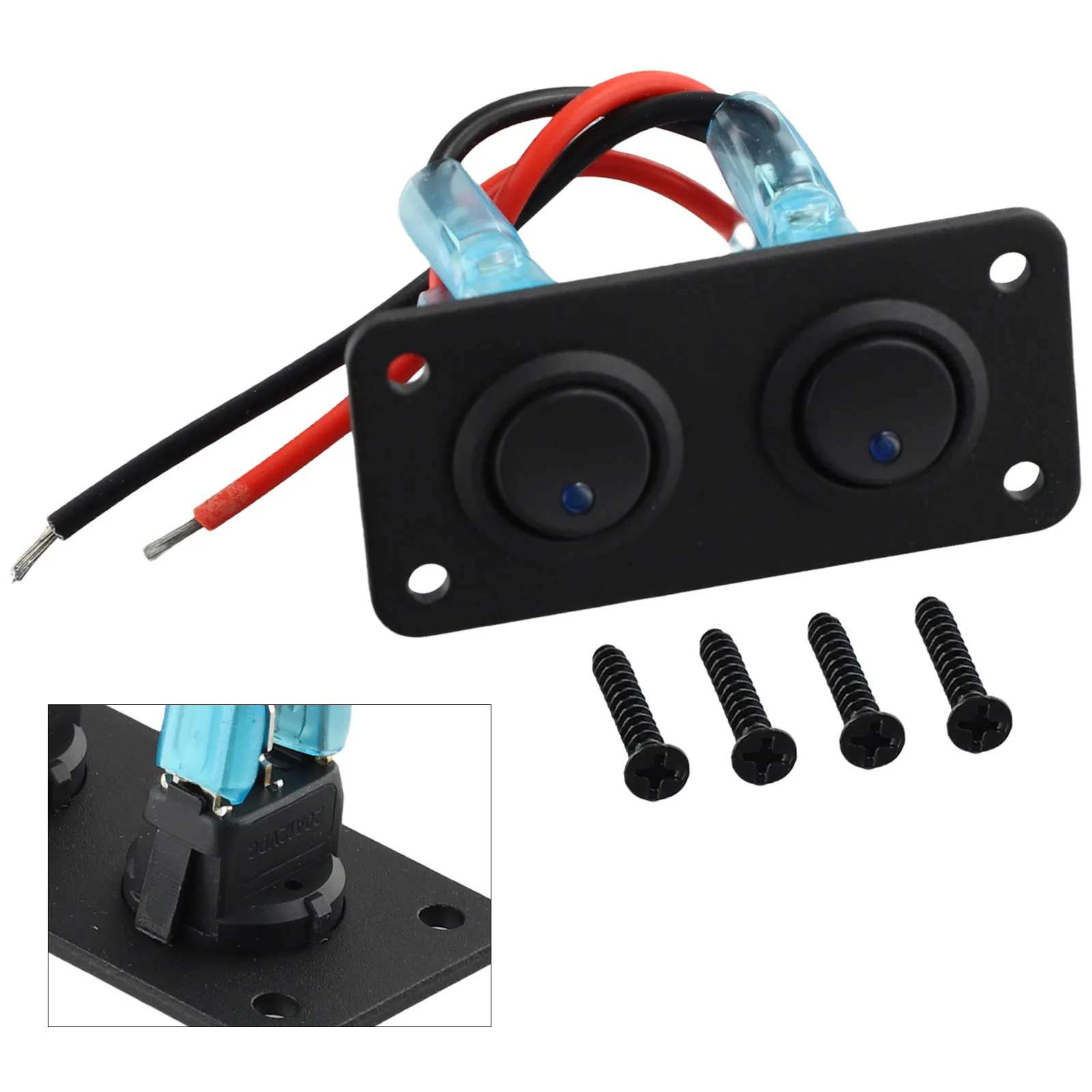 2 Gang Black Rocker Toggle Switch Panel For Car RV Truck 12V Blue LED Light New Metal & Plastic 72*40mm
2 Gang Black Rocker Toggle Switch Panel For Car RV Truck 12V Blue LED Light New Metal & Plastic 72*40mm