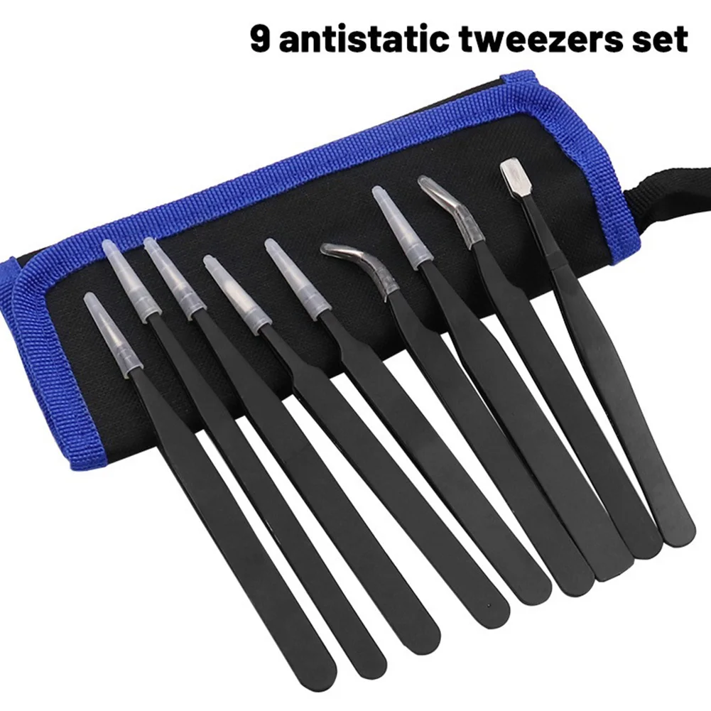 9pc Anti-Static Stainless Steel Tweezers Precision Maintenance Industrial Repair Curved Tool Home Working Model Making Hand Tool
9pc Anti-Static Stainless Steel Tweezers Precision Maintenance Industrial Repair Curved Tool Home Working Model Making Hand Tool