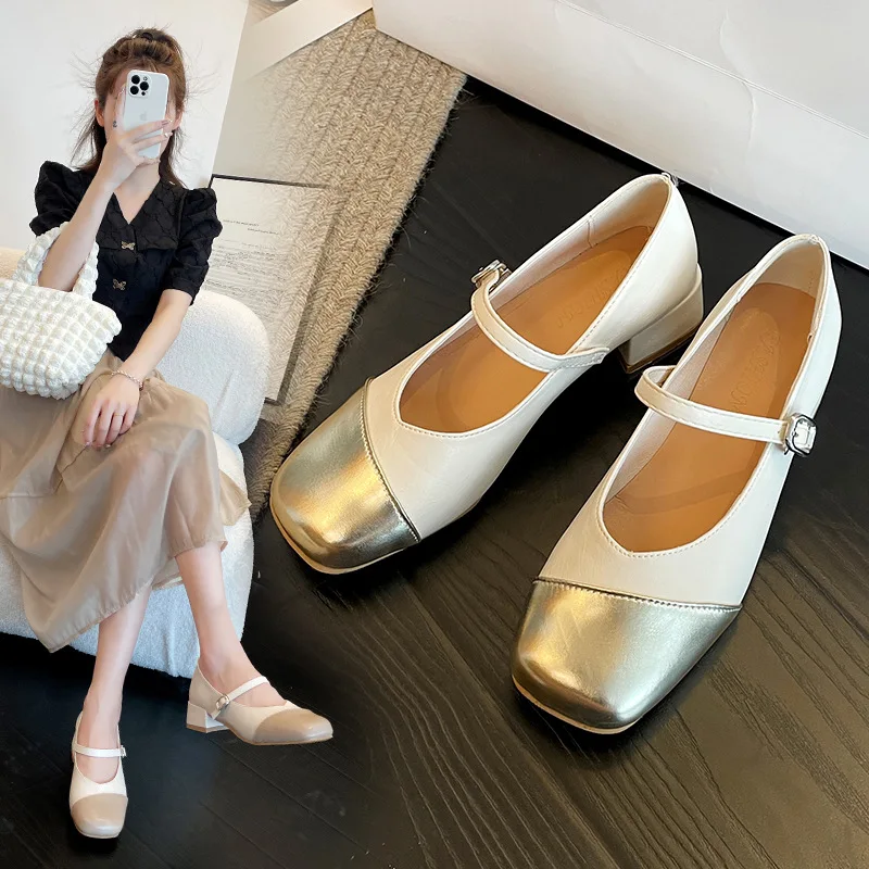 High Heel Leather Shoes Branded Pumps Chunky Sandals Clogs for Women Shallow Mouth Soft Bottom Mary Jane Square Toe 2022 Fashion
High Heel Leather Shoes Branded Pumps Chunky Sandals Clogs for Women Shallow Mouth Soft Bottom Mary Jane Square Toe 2022 Fashion