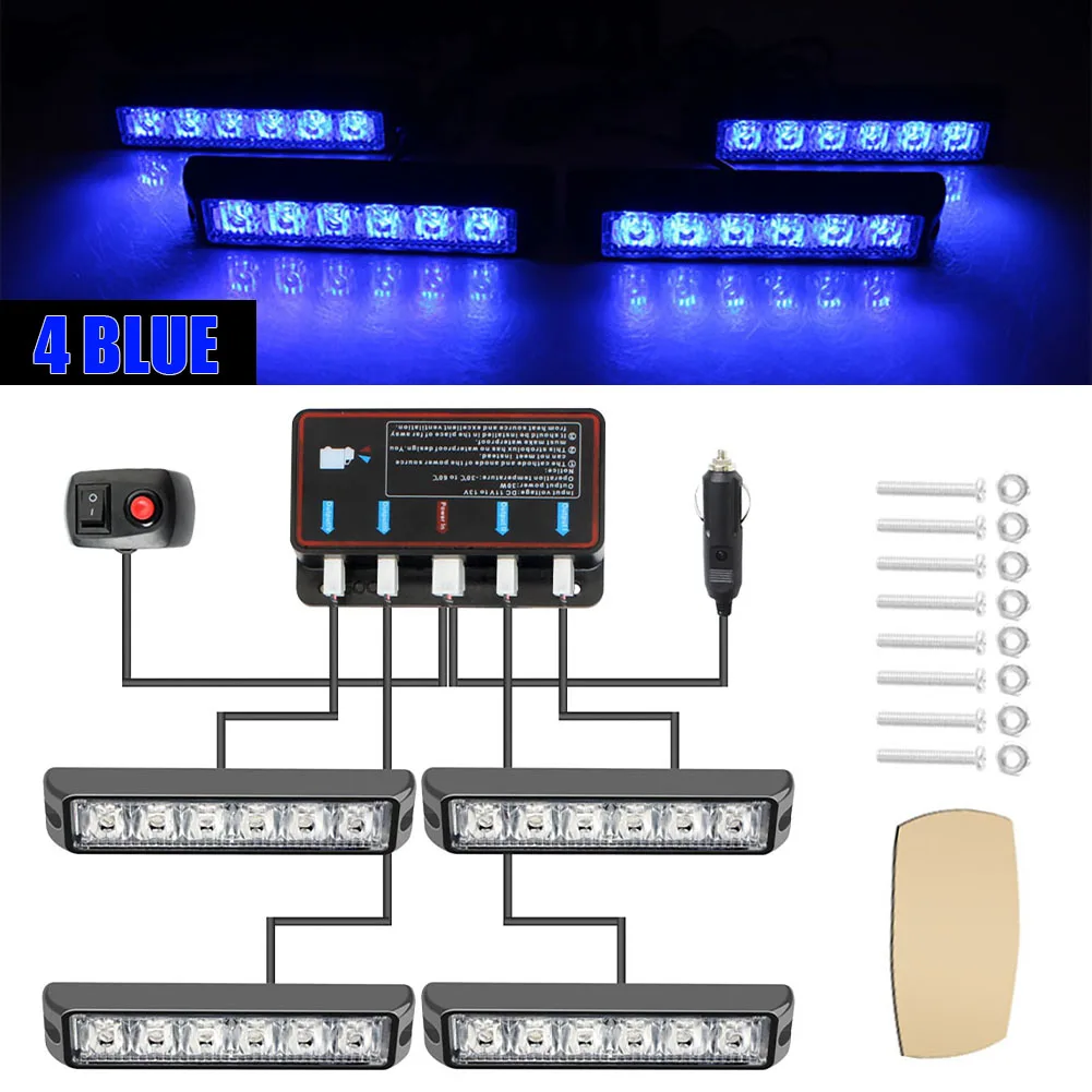 Car Emergency Strobe Flashing Light 4 In 1 Car Trunk Warning Light 4*6LED Surface Grille Light Bar with On/Off Mode Switch
Car Emergency Strobe Flashing Light 4 In 1 Car Trunk Warning Light 4*6LED Surface Grille Light Bar with On/Off Mode Switch