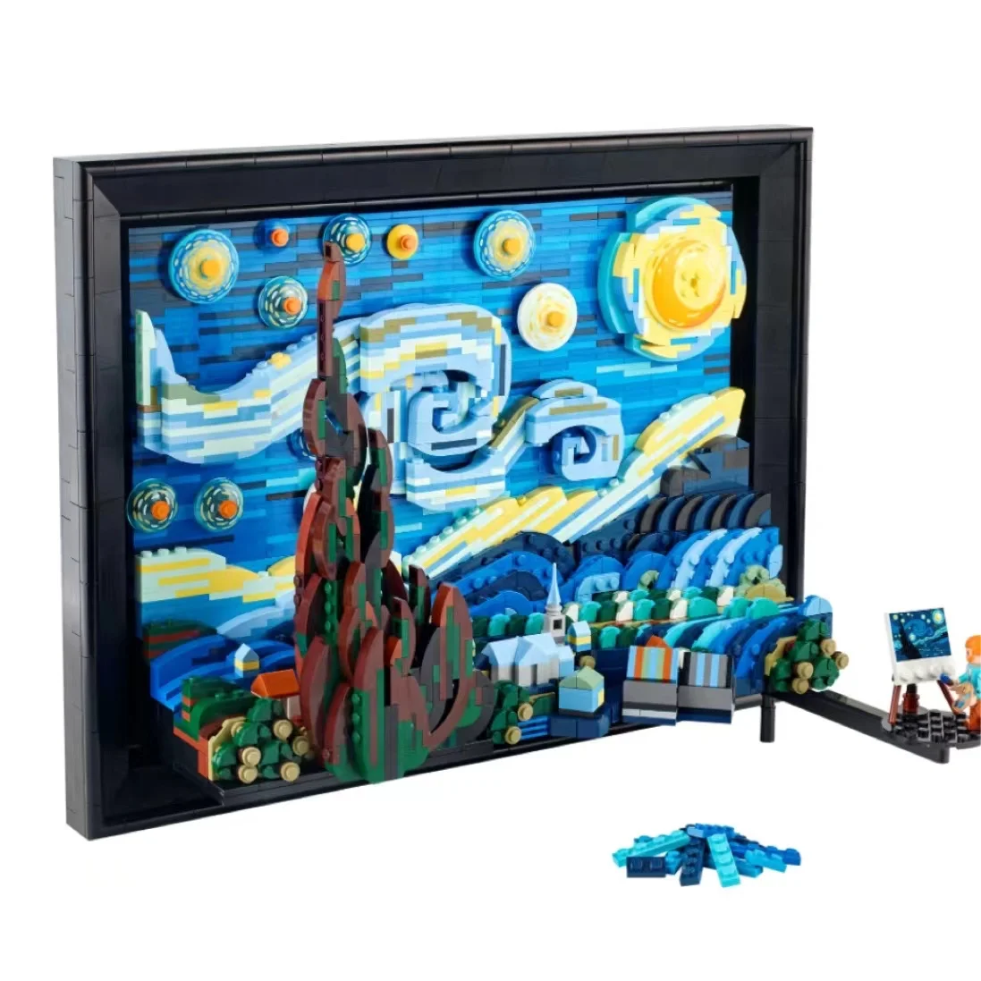 

Van Gogh Starry Sky Night Building Blocks MOC 21333 Famous Painting Moon Night Bricks Home Decoration Assembling Toys Kids Gift
