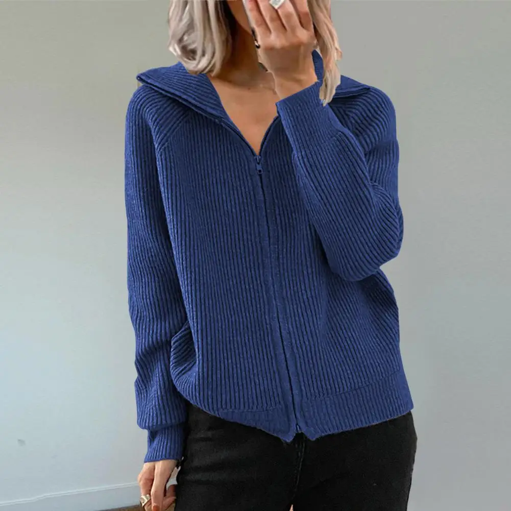 sweater women Lapel Long Sleeves Ribbed Warm Sweater Coat Autumn Winter Solid Color Zipper Placket Knitted Cardigan Streetwear
sweater women Lapel Long Sleeves Ribbed Warm Sweater Coat Autumn Winter Solid Color Zipper Placket Knitted Cardigan Streetwear