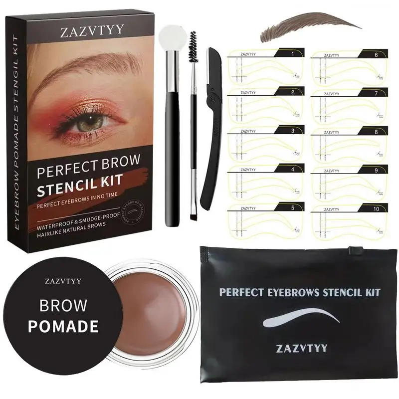 Eyebrow Pomade Kit Long Lasting Waterproof Eyebrow Pomade Reusable Brow Stencils And Shaping Kit With Sponge Applicator
Eyebrow Pomade Kit Long Lasting Waterproof Eyebrow Pomade Reusable Brow Stencils And Shaping Kit With Sponge Applicator
