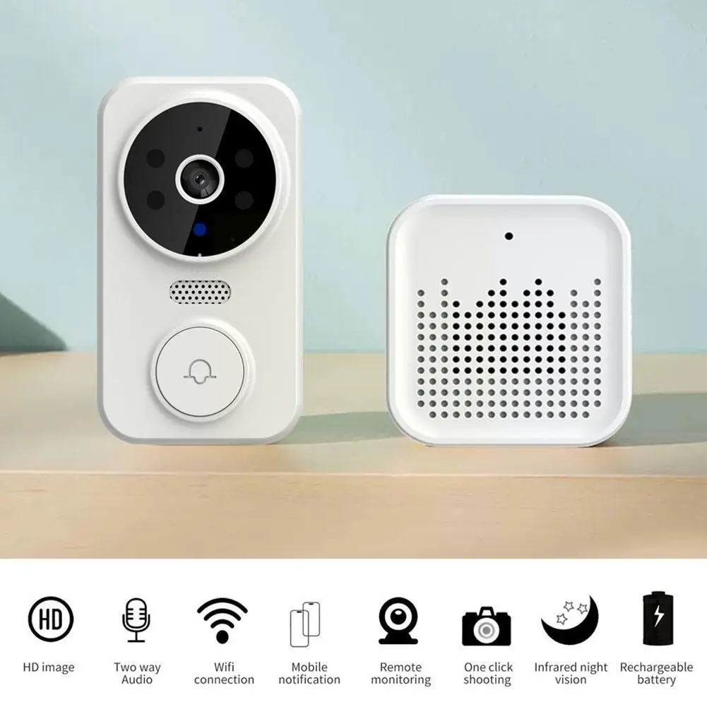 

Smart Video Doorbell Wireless HD Camera PIR Motion Detection IR Alarm Security Door Bell Wi-Fi Intercom For Home Apartment Q7O1