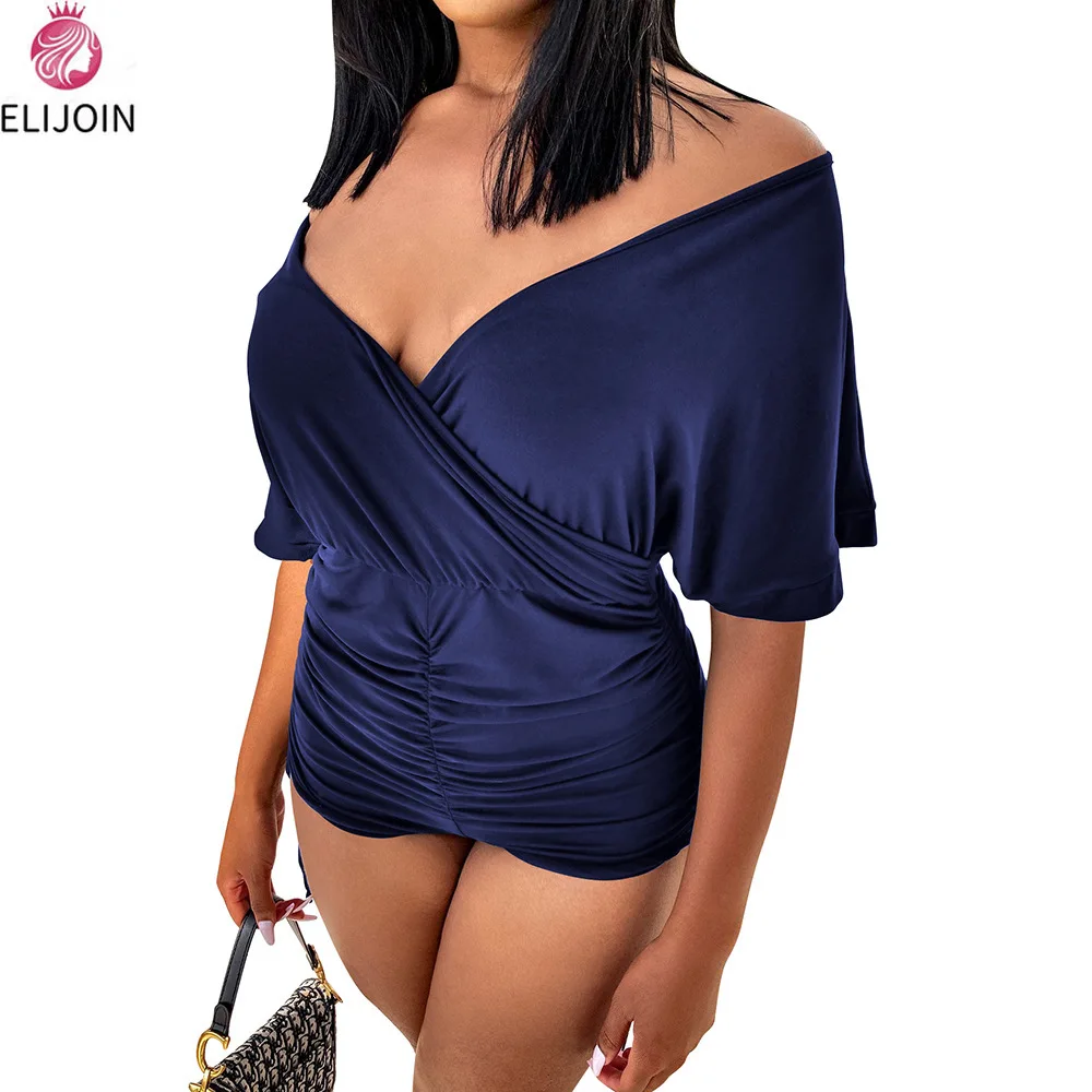 ELIJOIN fashion drawstring pleated V-neck bat short sleeve jumpsuit sexy club mini jumpsuit
ELIJOIN fashion drawstring pleated V-neck bat short sleeve jumpsuit sexy club mini jumpsuit