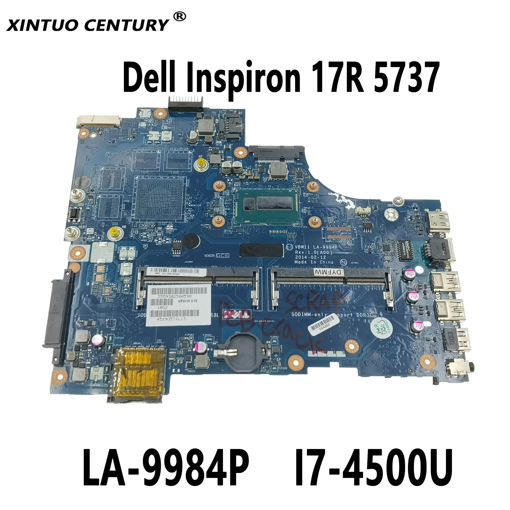 CN-0DYFMW 0DYFMW для Dell Inspiron 17R 5737 материнская плата VBW11 LA-9984P SR16Z I7-4500U CPU DDR3 100% протестированная работа
CN-0DYFMW 0DYFMW для Dell Inspiron 17R 5737 материнская плата VBW11 LA-9984P SR16Z I7-4500U CPU DDR3 100% протестированная работа