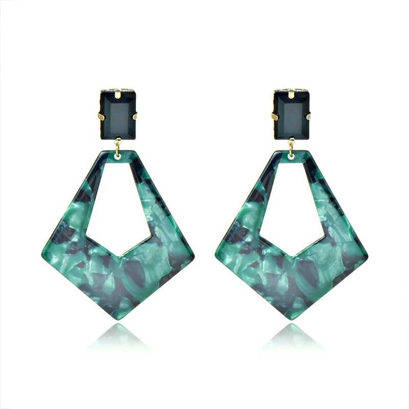 

European and American atmosphere fashion temperament exaggeration S925 silver needle diamond acrylic acetate earrings earrings