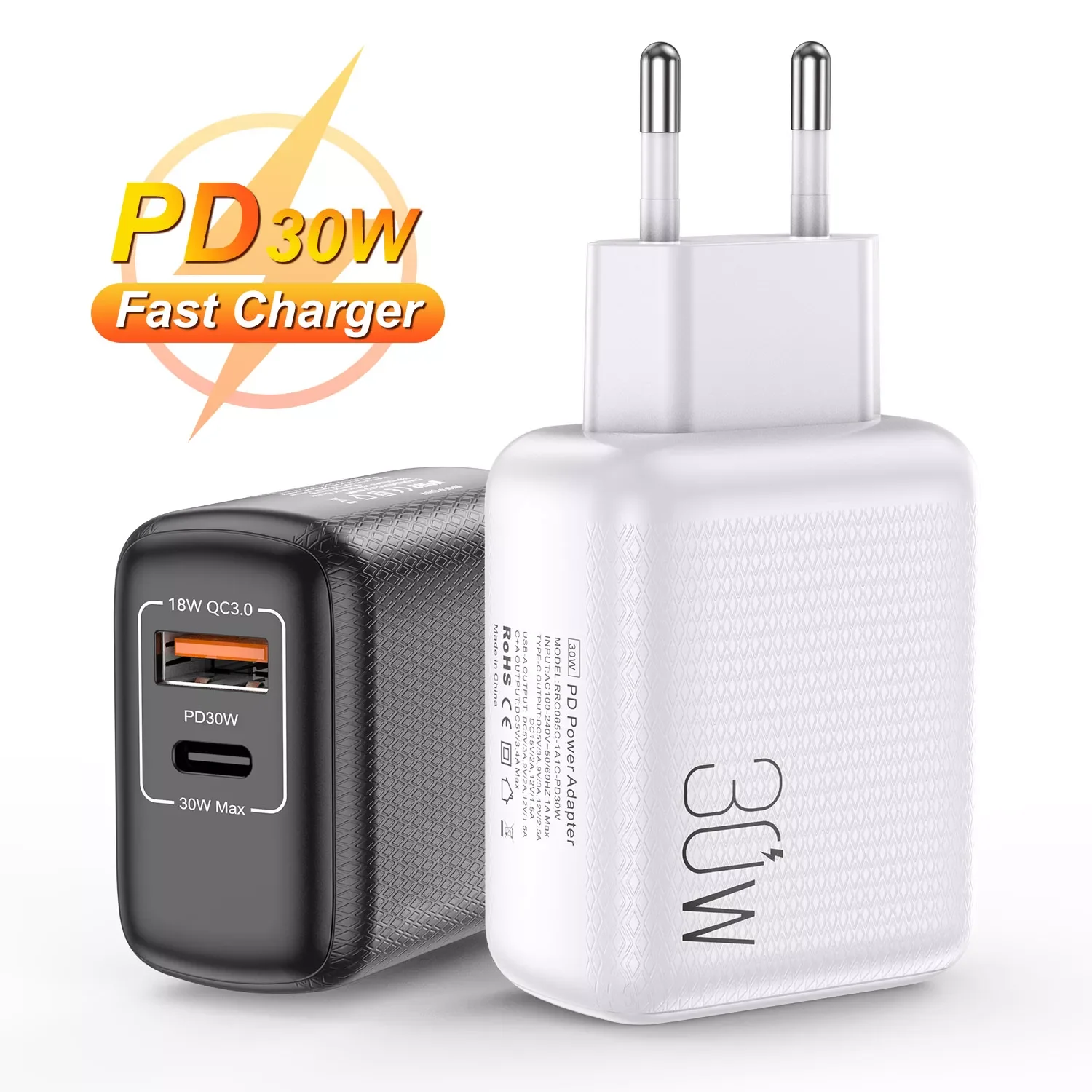 

2 Ports 30W USB Type C Quick Charge 3.0 QC PD Phone Charger QC3.0 18W PD3.0 Fast Charger For iPhone 13 12 Pro Max Xiaomi Mi 11