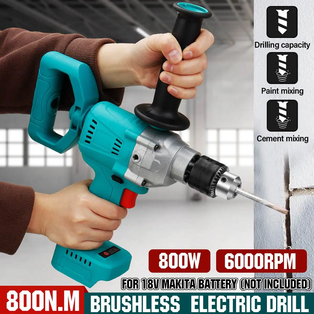 800W 13MM Cordless Drill Industrial Grade Brushless Impact Drill 1/2" Metal Auto-locking Chuck 800N.M Battery Ice Drill Fishing
800W 13MM Cordless Drill Industrial Grade Brushless Impact Drill 1/2" Metal Auto-locking Chuck 800N.M Battery Ice Drill Fishing