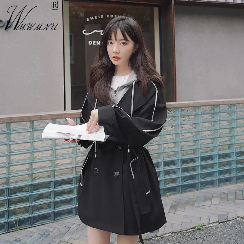 Женский Повседневный плащ с коротким поясом, свободная ветровка с капюшоном, дизайнерское пальто в стиле пэчворк, весенняя куртка 2023
Женский Повседневный плащ с коротким поясом, свободная ветровка с капюшоном, дизайнерское пальто в стиле пэчворк, весенняя куртка 2023