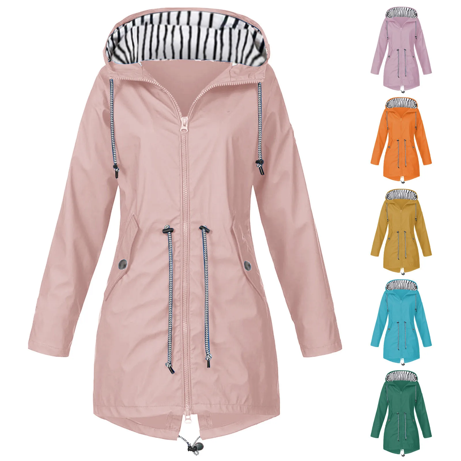 Женская уличная Водонепроницаемая дождевая куртка, тренчи, ветрозащитное пальто с капюшоном, ветровка, Повседневная ветровка на молнии
Женская уличная Водонепроницаемая дождевая куртка, тренчи, ветрозащитное пальто с капюшоном, ветровка, Повседневная ветровка на молнии
