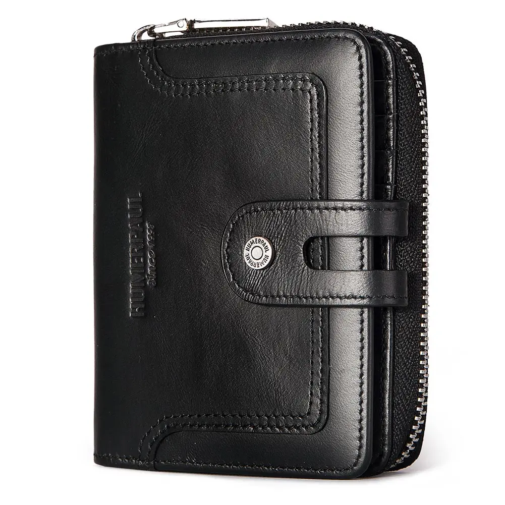 

SUMAITONG 100% Genuine Leather Mens Casual Wallet RFID Blocking Credit Card Holder with Zipper Coin Pocket Short Male Clutch Bag