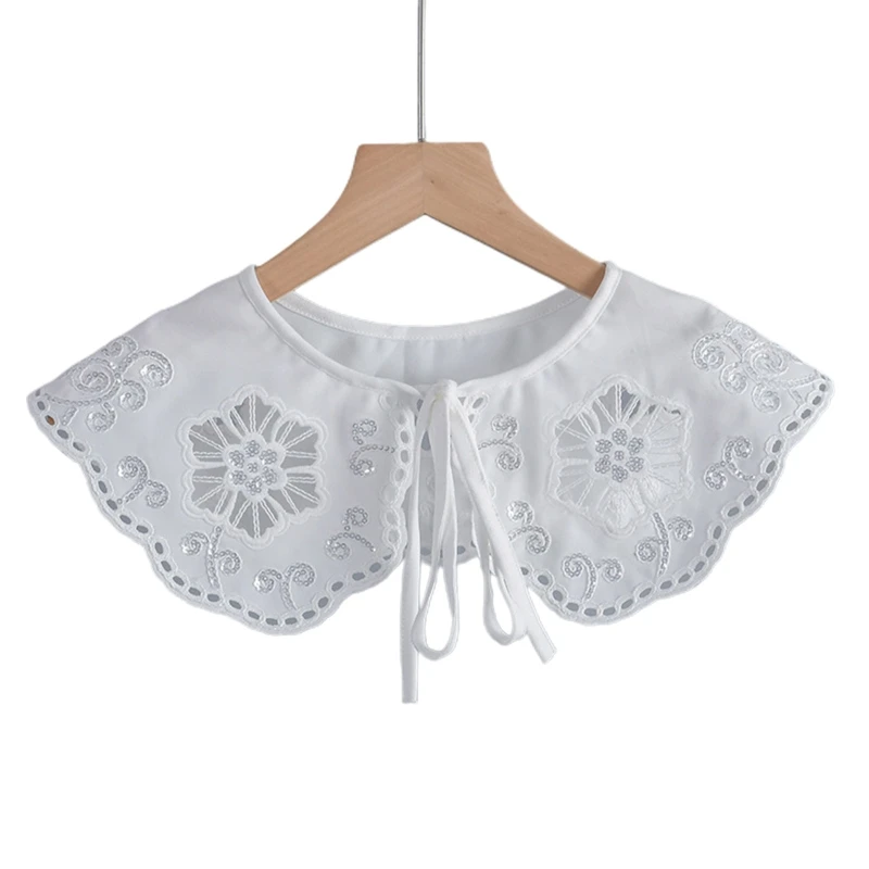 Decorative Embroidered False Collar Women Vintage White Shawl Scarf Hollow Out Embroidery Sequins Floral Mini Capelet
Decorative Embroidered False Collar Women Vintage White Shawl Scarf Hollow Out Embroidery Sequins Floral Mini Capelet
