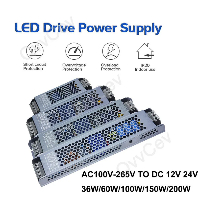AC110 220v to DC 12V 24V LED Strips driver Power Supply Lighting Transformers Adapter Switch Ultra Thin 36W 60W 100W 150W 200W O
AC110 220v to DC 12V 24V LED Strips driver Power Supply Lighting Transformers Adapter Switch Ultra Thin 36W 60W 100W 150W 200W O