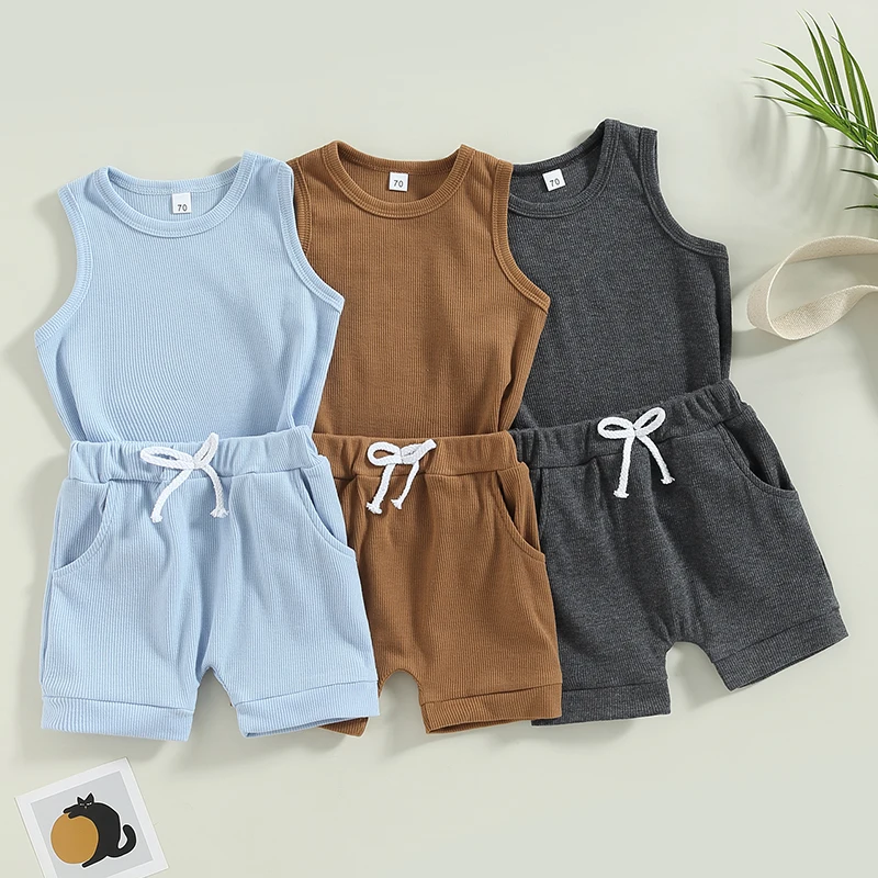 Infant Toddler Kids Baby Summer Clothes Sets Boys Solid Ribbed Sleeveless Tanks Tops+Drawstring Shorts Casual Sportwear Outfits
Infant Toddler Kids Baby Summer Clothes Sets Boys Solid Ribbed Sleeveless Tanks Tops+Drawstring Shorts Casual Sportwear Outfits