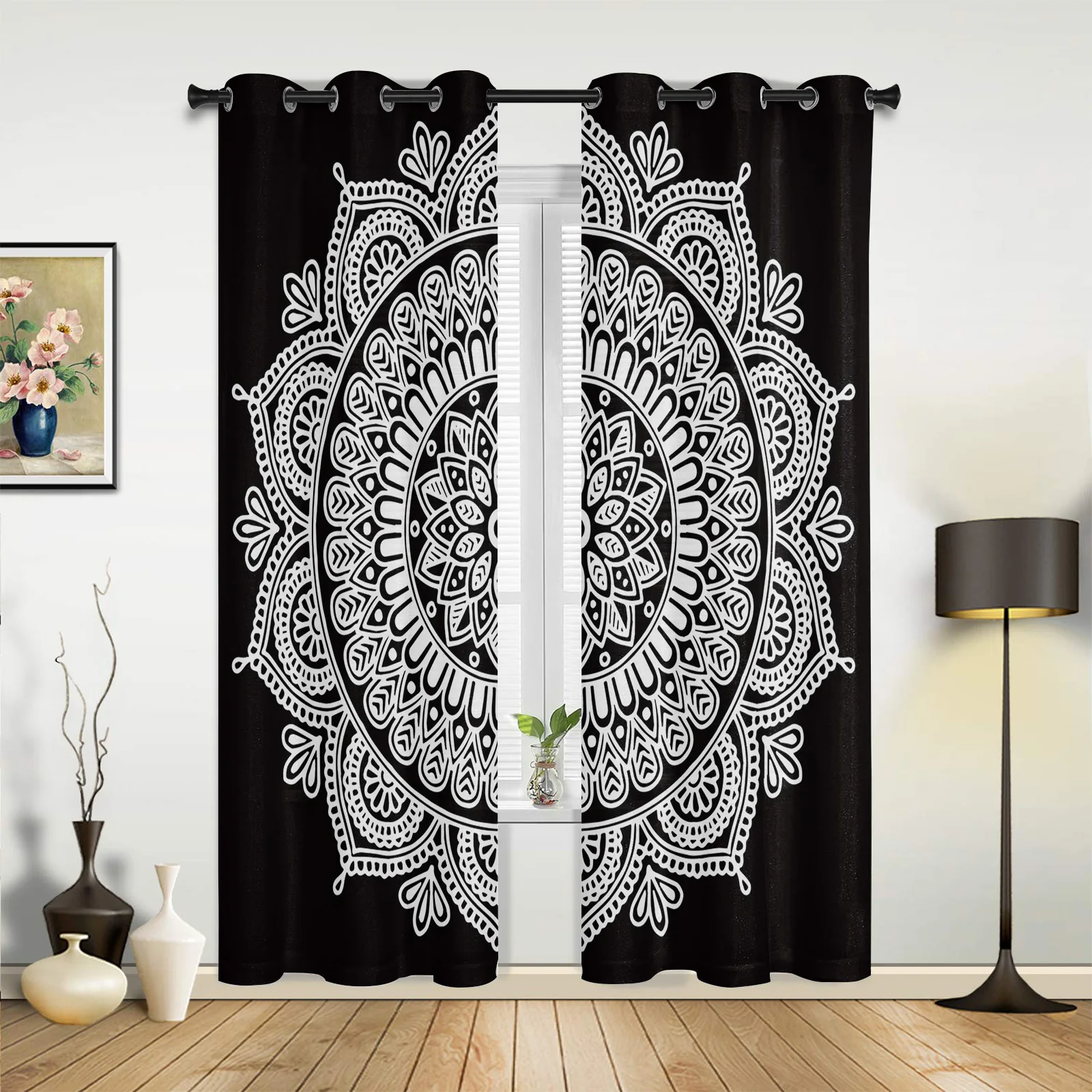 Mandala White Flowers Black Curtains for Bedroom Living Room Drapes Kitchen Children's Room Window Curtain Modern Home Decor
Mandala White Flowers Black Curtains for Bedroom Living Room Drapes Kitchen Children's Room Window Curtain Modern Home Decor
