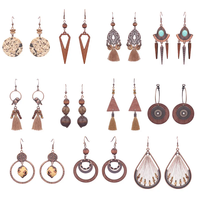 Ethnic Classic Women Geometric Tassel Wooden Earrings Vintage Gypsy Ethnic Circle Flower India Dangle Earrings Jhumka Jewelry
Ethnic Classic Women Geometric Tassel Wooden Earrings Vintage Gypsy Ethnic Circle Flower India Dangle Earrings Jhumka Jewelry