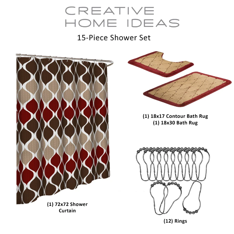 Espresso/Barn Red Geometric, Bathroom Set, 15 Piece, Clarisse Bathroom Accessory
Espresso/Barn Red Geometric, Bathroom Set, 15 Piece, Clarisse Bathroom Accessory