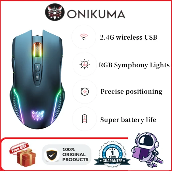 

Novo produto onikuma cw905 bonito rosa sem fio gaming mouse rgb marquee recarregável desktop computador notebook mouse