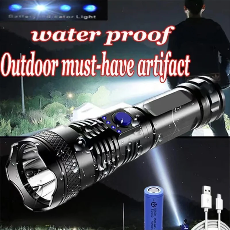 High Power XHP100 Led Flashlight Rechargeable 4 Core Torch Zoom Usb Hand Lantern For Camping, Outdoor & Emergency Use
High Power XHP100 Led Flashlight Rechargeable 4 Core Torch Zoom Usb Hand Lantern For Camping, Outdoor & Emergency Use