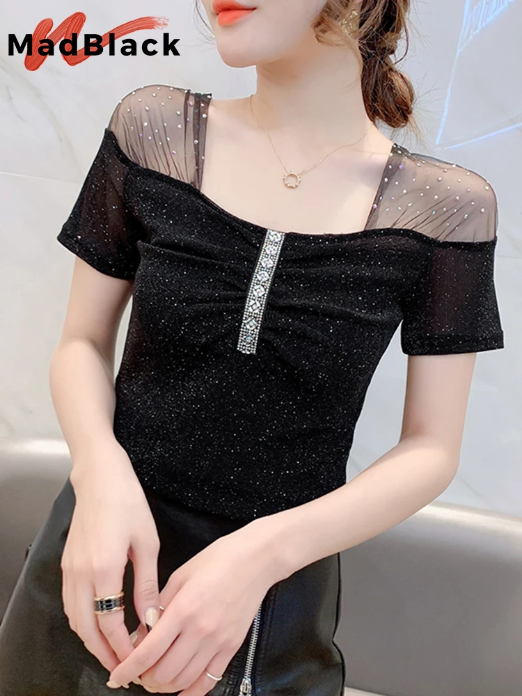 MadBlack Summer Clothes Thin T-Shirt Chic Sexy Drape Patchwork Mesh Shiny Diamond Women Tops Bottoming Shirt 2022 Tees T23009L
MadBlack Summer Clothes Thin T-Shirt Chic Sexy Drape Patchwork Mesh Shiny Diamond Women Tops Bottoming Shirt 2022 Tees T23009L