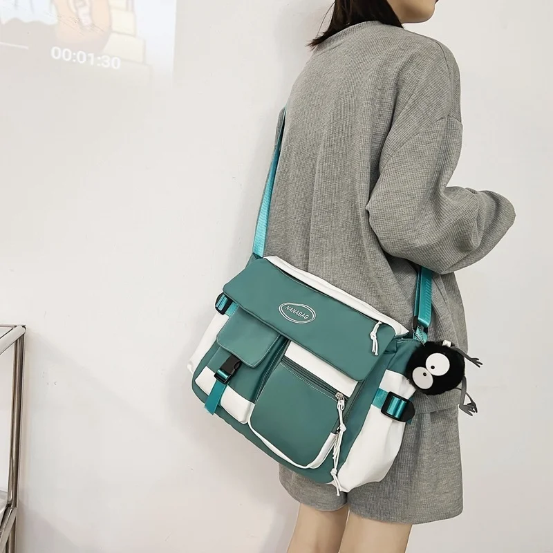 

Women Men Shoulder Crossbody Bag Japanese Big Postman Satchel for Student 2023 Nylon Messenger Bags Large Bookbag Female Handbag