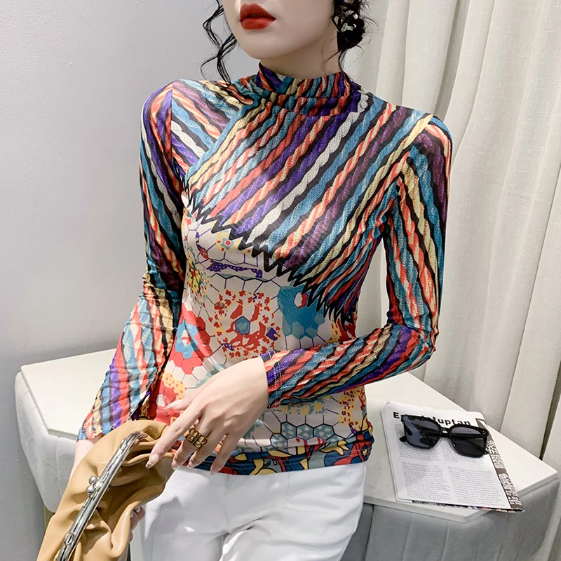 2023 New Fall Winter Korean Style T-Shirt Women Sexy Turtleneck Position Flower Printed Tops Long Sleeve Street Casual Tees 3617
2023 New Fall Winter Korean Style T-Shirt Women Sexy Turtleneck Position Flower Printed Tops Long Sleeve Street Casual Tees 3617
