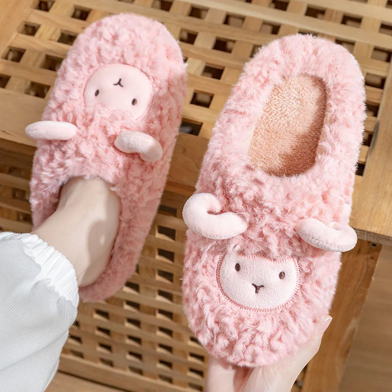 

Cartoon Sheep Cotton Shoes for Women Winter Slippers Women Cute Lovers Indoor Home Non Slip Casual Cotton Slippers Couple H