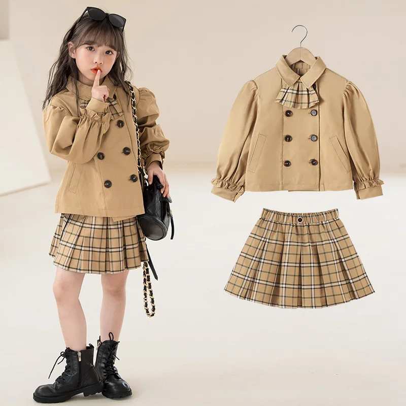 Fashion Kids Girls Clothes Set 2023 New Spring Autumn Children Coat Outwear+ Plaid Skirts Classic Vintage Outfits Suit 4-13y 
Fashion Kids Girls Clothes Set 2023 New Spring Autumn Children Coat Outwear+ Plaid Skirts Classic Vintage Outfits Suit 4-13y