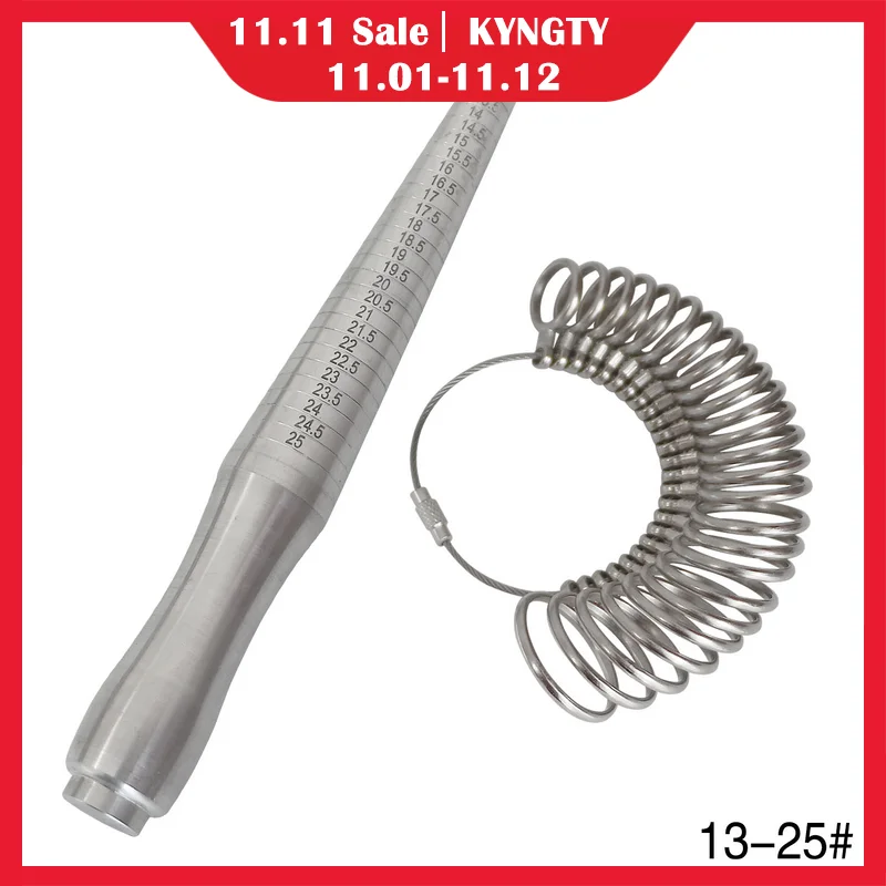 Russian Metal Ring Sizer Set Measuring Ring with Rings Mandrel Sizer Finger Sizing Measuring Stick Ring Jewelry Tools Set
Russian Metal Ring Sizer Set Measuring Ring with Rings Mandrel Sizer Finger Sizing Measuring Stick Ring Jewelry Tools Set