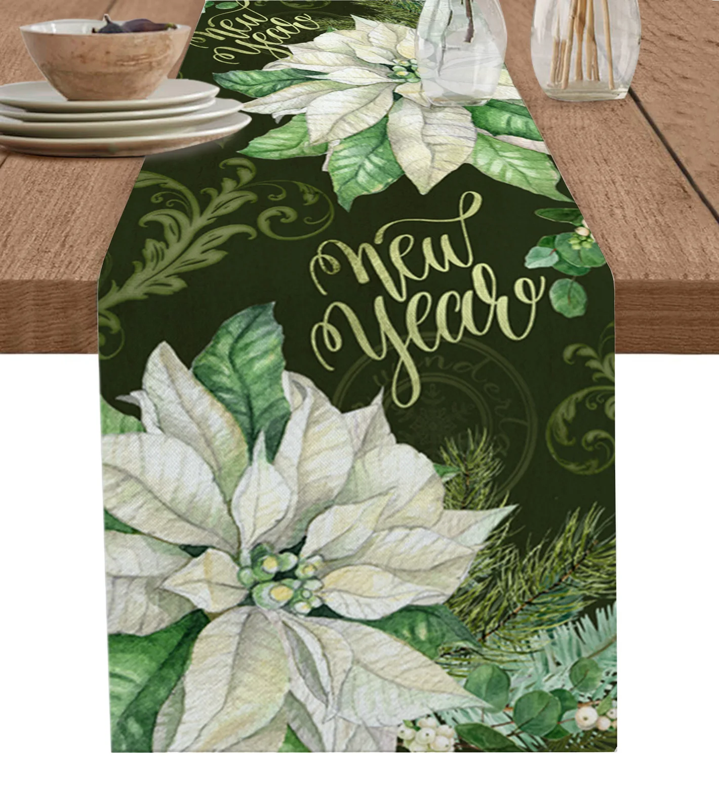 Christmas White Poinsettia Needle Pine Nut Table Runner Wedding Party Dining Table Cover Placemat Napkin Home Kitchen Decoration
Christmas White Poinsettia Needle Pine Nut Table Runner Wedding Party Dining Table Cover Placemat Napkin Home Kitchen Decoration