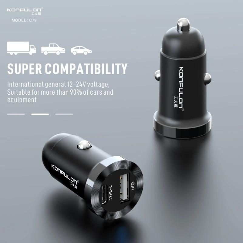 Portable Mini Car 12w Power Charger USB&Type-c 2.4A Output Port Charging PD Dual Ports Car Adapter for iPhone Xiaomi Huawei
Portable Mini Car 12w Power Charger USB&Type-c 2.4A Output Port Charging PD Dual Ports Car Adapter for iPhone Xiaomi Huawei