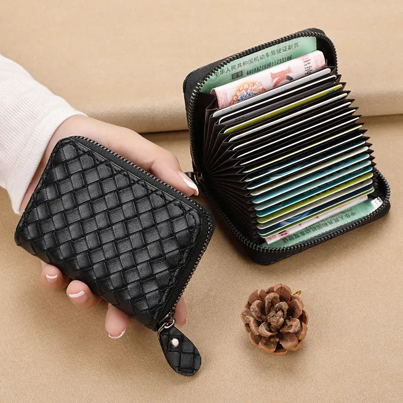 Man's Business Card Holder Fine Woven Leather Wallet Woman's Credit Card Bag Unisex Fashion Trend Zipper Notecase Change Purse
Man's Business Card Holder Fine Woven Leather Wallet Woman's Credit Card Bag Unisex Fashion Trend Zipper Notecase Change Purse