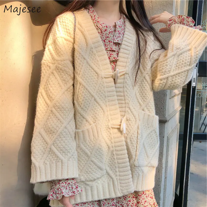Vintage Thick Cardigans Women Medium-long Design Pockets Autumn Baggy Young Ulzzang Laziness Knitted Sweaters All-match College
Vintage Thick Cardigans Women Medium-long Design Pockets Autumn Baggy Young Ulzzang Laziness Knitted Sweaters All-match College