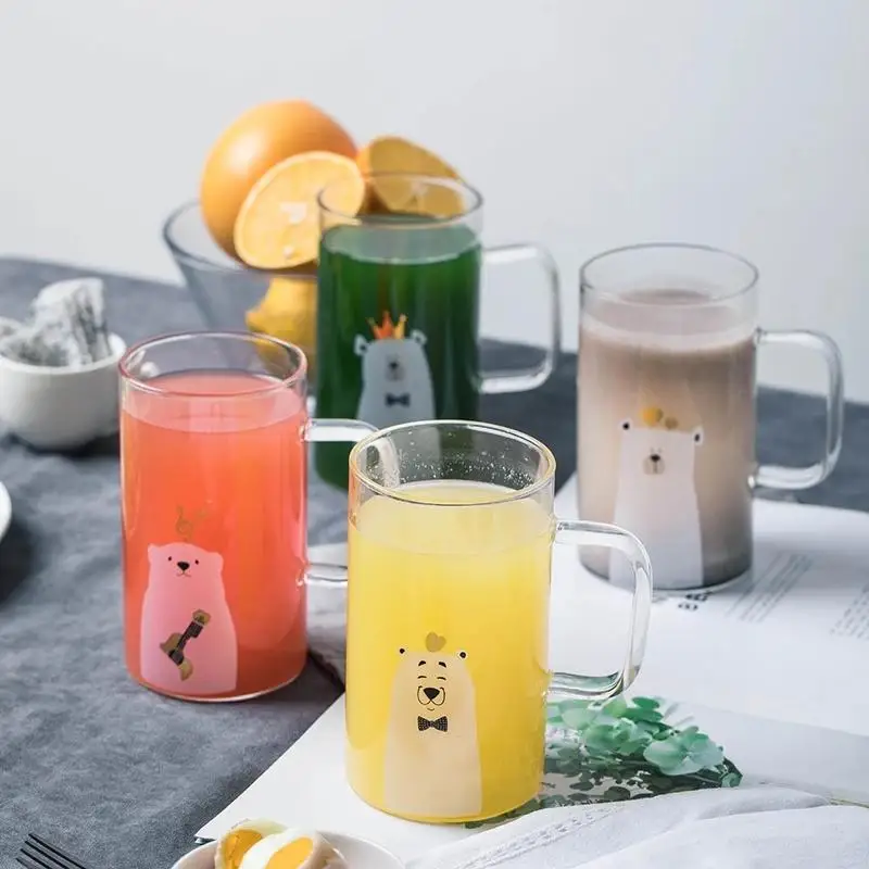 600Ml Transparent Glass Cup Cute Milk Juice Coffee Tea Kitchen Household Tableware Utensils Multifunctional Cartoon Belt Handle
600Ml Transparent Glass Cup Cute Milk Juice Coffee Tea Kitchen Household Tableware Utensils Multifunctional Cartoon Belt Handle