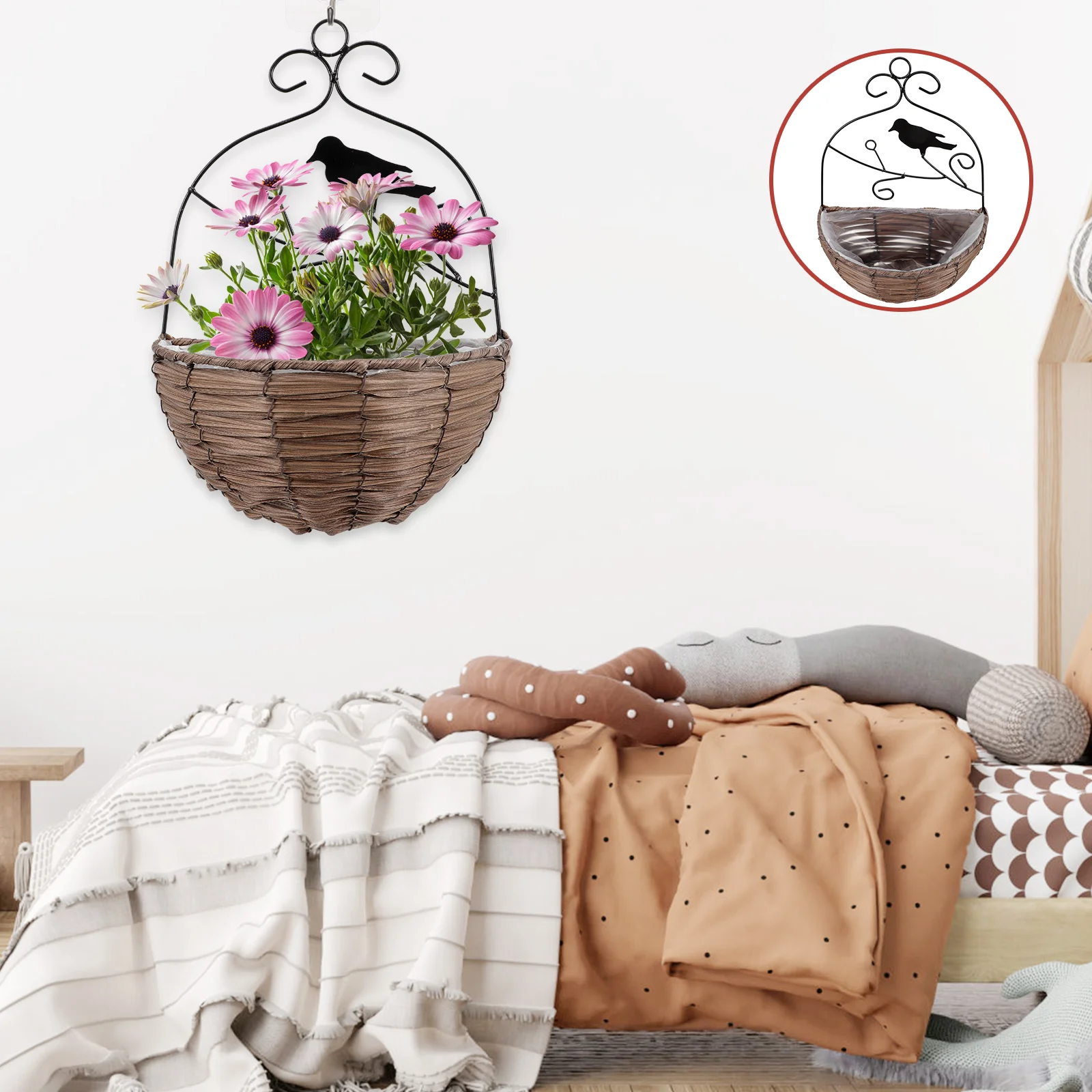 Hanging Wall Basket Flower Planter Planters Potwoven Rattanplants Outdoor Baskets Flowerpot Wicker Railing Holder Pothos Half
Hanging Wall Basket Flower Planter Planters Potwoven Rattanplants Outdoor Baskets Flowerpot Wicker Railing Holder Pothos Half