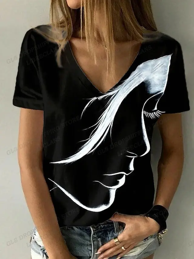 Art Face women's summer trend V-neck short-sleeved T-shirt 3D fashion printed women's pullover top casual streetwear
Art Face women's summer trend V-neck short-sleeved T-shirt 3D fashion printed women's pullover top casual streetwear