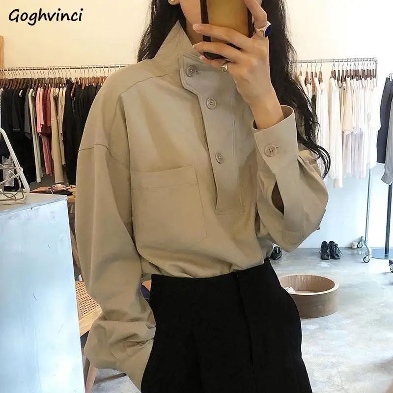 2022 Autumn New Shirts Women Stand Collar Korean Style Chic Casual Pure Vintage Simple Young All-match Long Sleeve Tops Fashion
2022 Autumn New Shirts Women Stand Collar Korean Style Chic Casual Pure Vintage Simple Young All-match Long Sleeve Tops Fashion