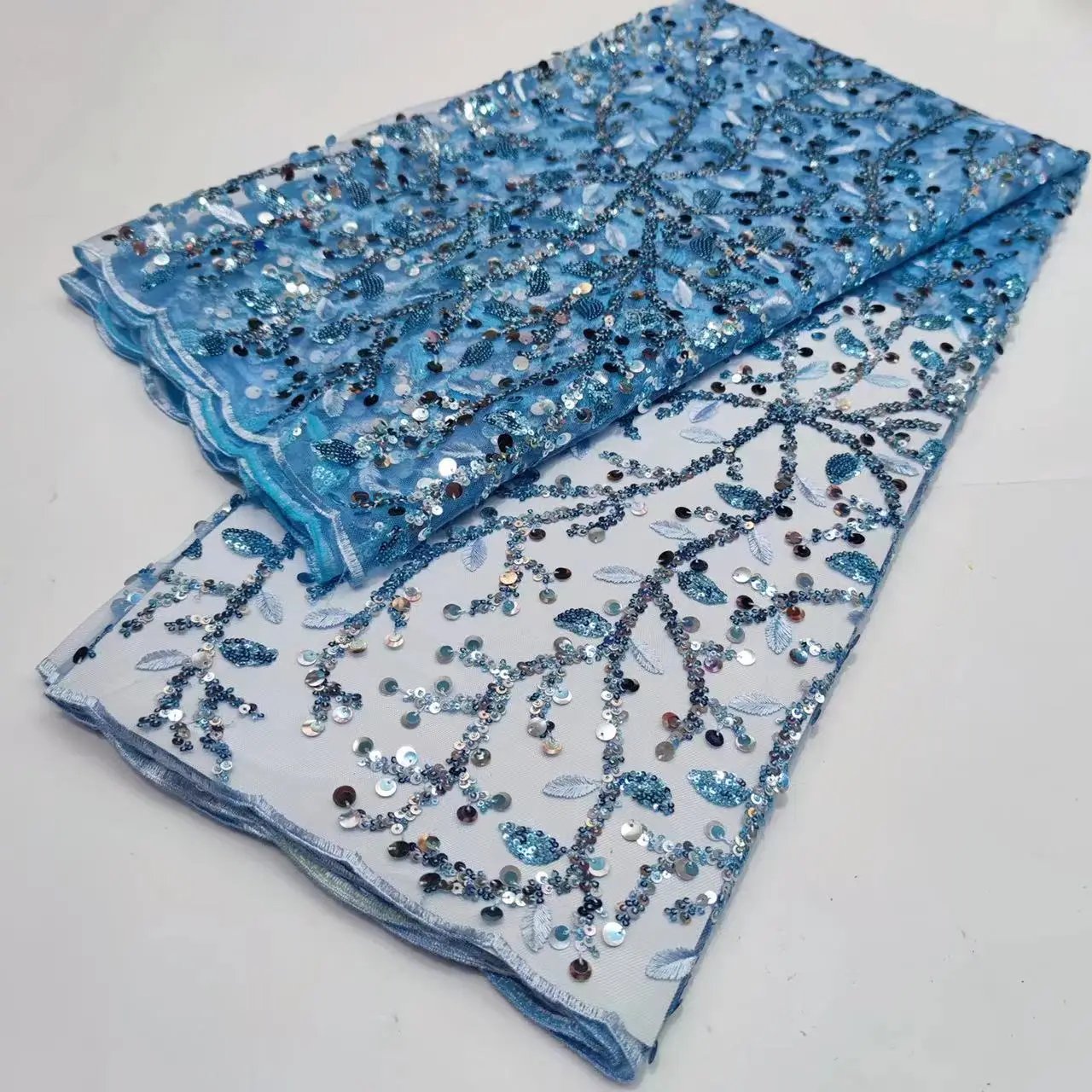 Blue African Sequins Lace Fabric 2022 High Quality French Tulle Mesh Nigerian Net Laces Fabric with Sequin For Bride Wedding
Blue African Sequins Lace Fabric 2022 High Quality French Tulle Mesh Nigerian Net Laces Fabric with Sequin For Bride Wedding