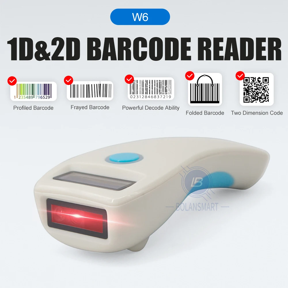 Портативный 1D 2D Bluetooth сканер штрих-кода для супермаркетов QR-код экран считыватель