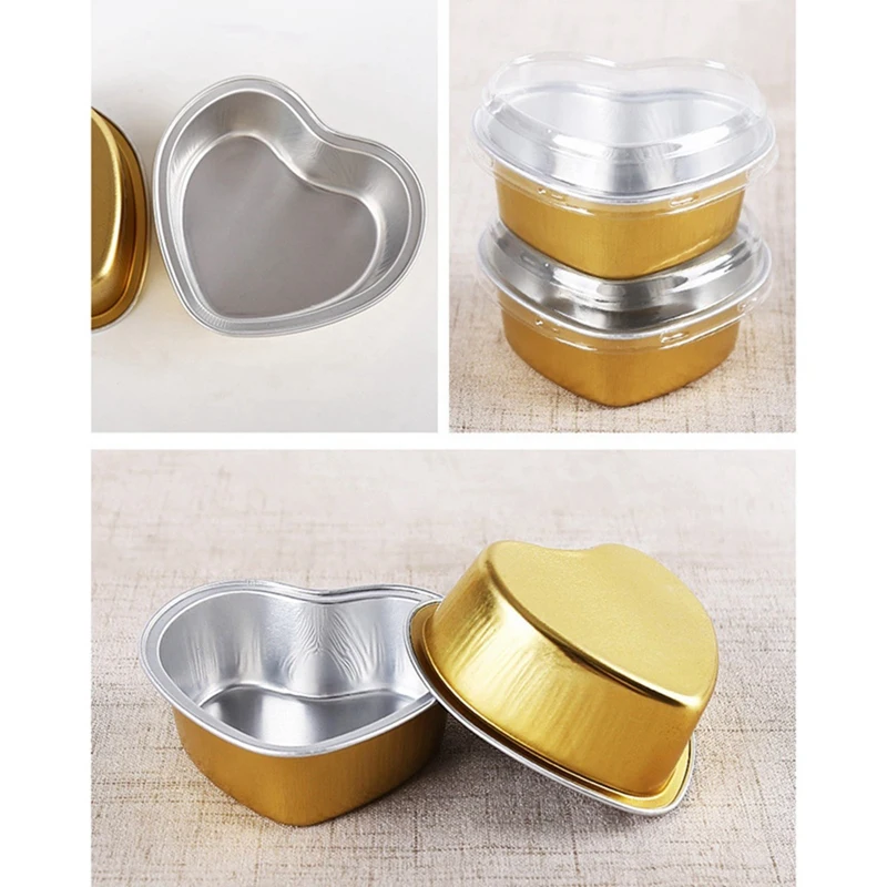 100 Sets Aluminum Foil Cake Pan Heart Shaped Cupcake Cup With Lids 100 Ml/ 3.4 Ounces Disposable Mini Cake Pans
100 Sets Aluminum Foil Cake Pan Heart Shaped Cupcake Cup With Lids 100 Ml/ 3.4 Ounces Disposable Mini Cake Pans